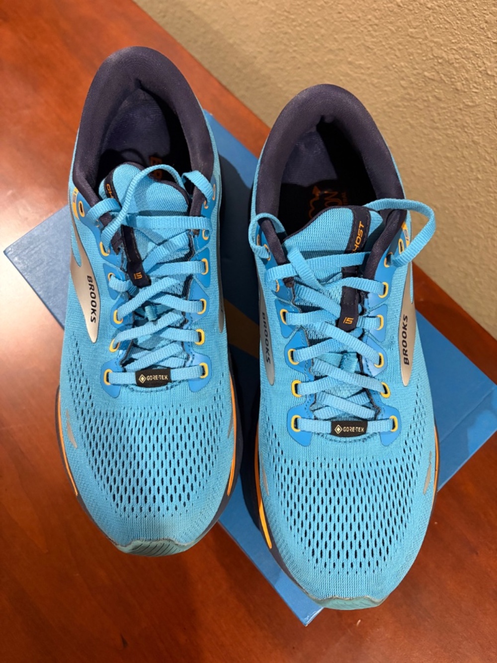 Mens Brooks Ghost 15 GTX - blue/peacoat/orange